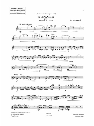 Sonate - Violon - MARTINU - Partition - Violon